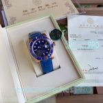 Best Quality Replica Rolex Submariner Blue Bezel Blue Leather Strap Men's Watch